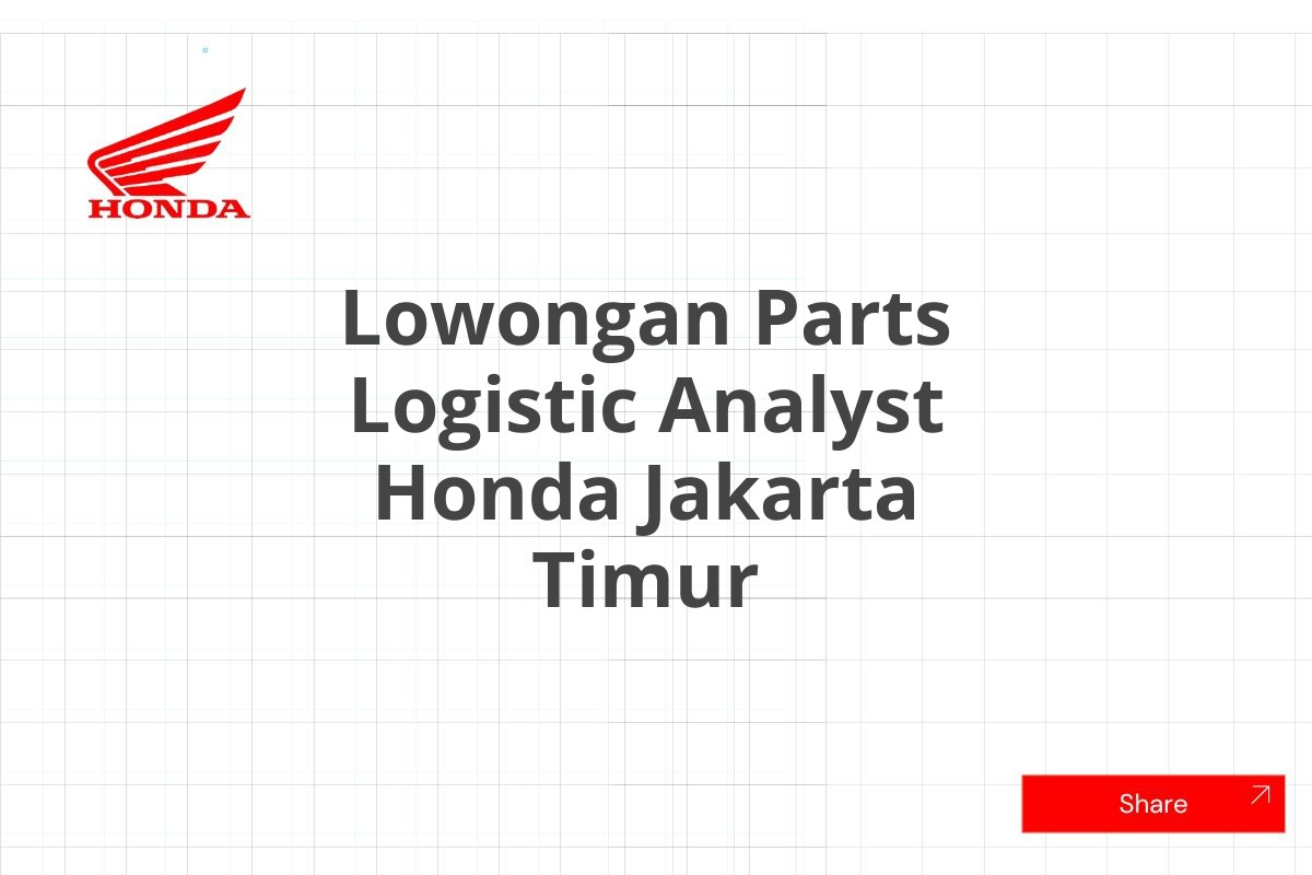 Lowongan Parts Logistic Analyst Honda Jakarta Timur